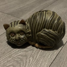 Tremar UK Stoneware Stripey Cat Money Box Cornish  Studio 