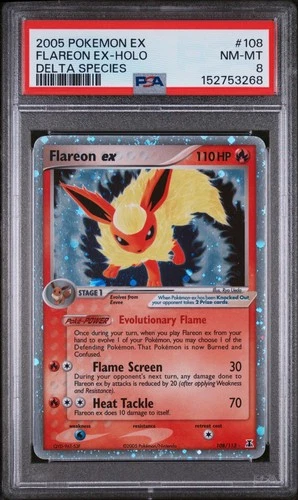 2005 POKEMON FLAREON EX-HOLO DELTA SPECIES #108 PSA 8