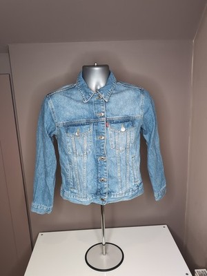 Levis Strauss 501 Vintage Classic Damen Blau Denim Trucker Jacke Größe M
