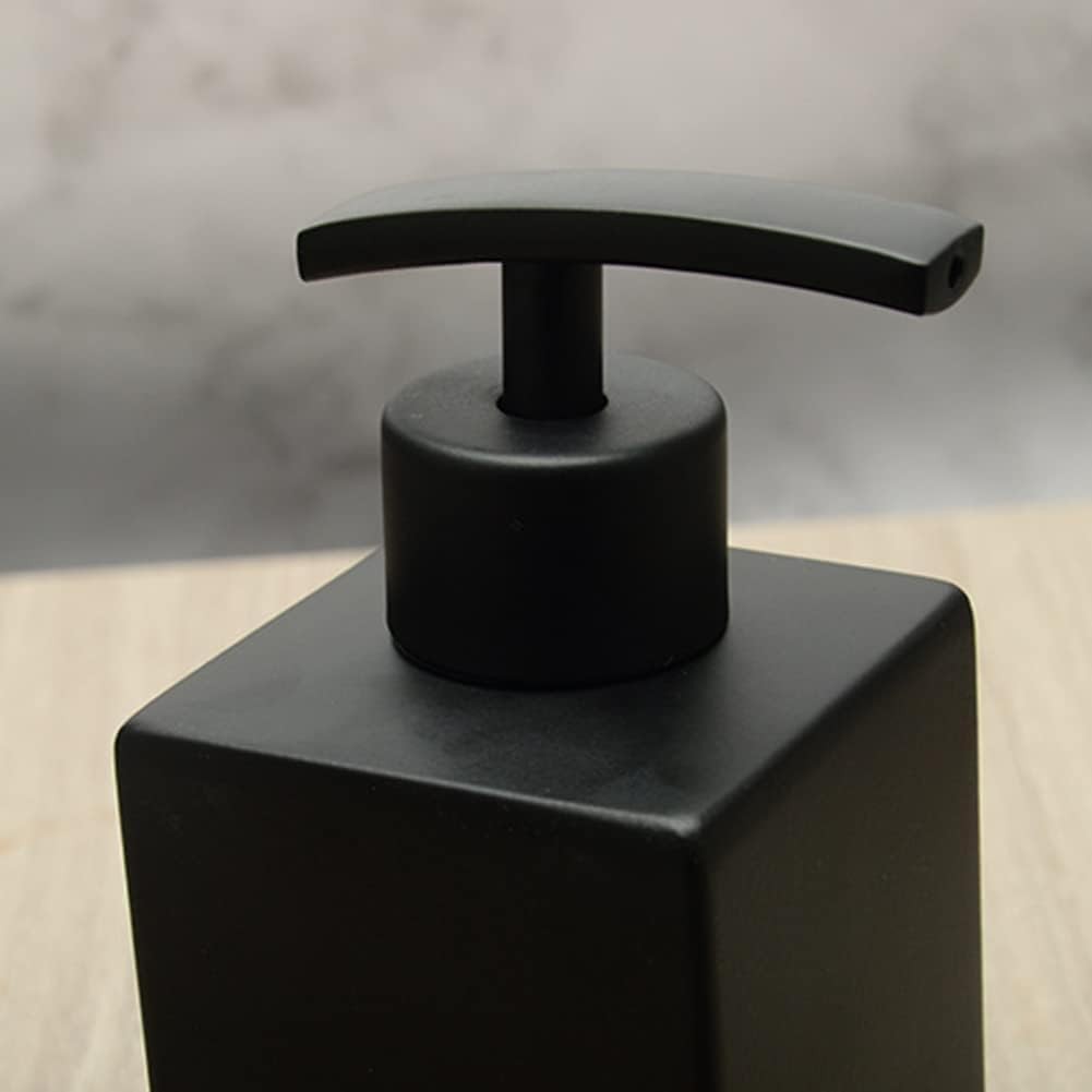 Seifenspender aus Edelstahl Nachfüllbare Pumpflasche Schwarz Quadratisch 358ml