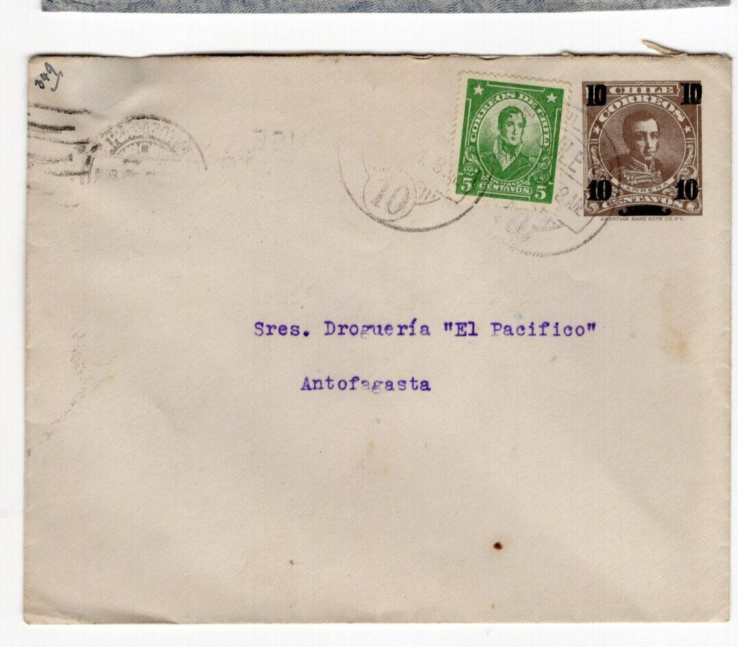 Chile 1931 TPO train railway cancellation 10 on cover to Antofagasta