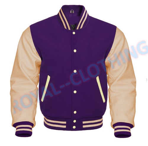 Neu Herren Premium klassische Druckknopfleiste Vintage Baseball Letterman Unijacke - Bild 49 von 51