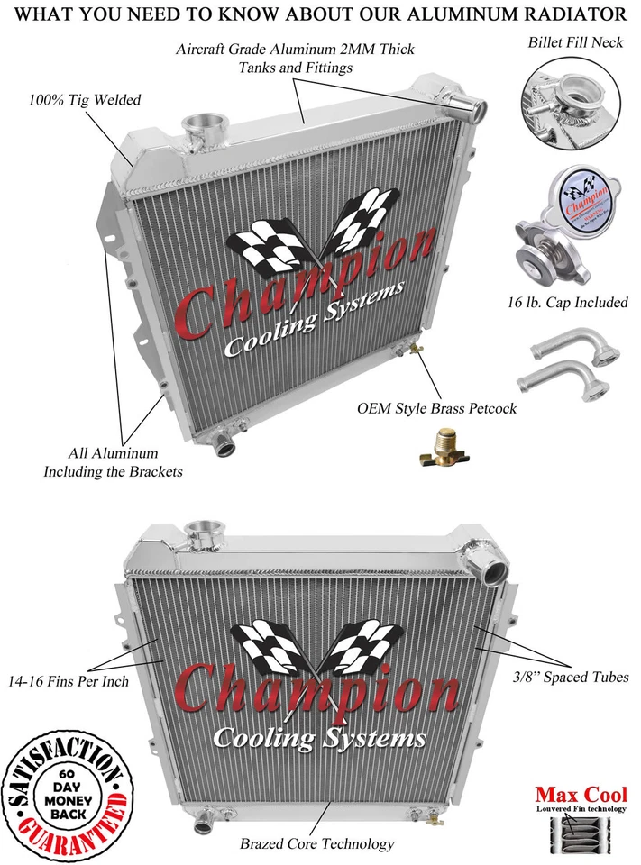 Eagle Racing 3 Row Aluminum Radiator For 1988 - 95 Toyota 4Runner/Pick-up - Image 3 of 4