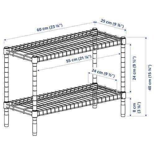 IKEA OMAR 2-Tier Heavy Duty Galvanized Kitchen Shelving Unit 60x25x40 cm NEW - Picture 4 of 5