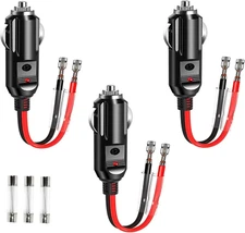 12V Cigarette Lighter Plug Adapter Connector 3 Pack 16AWG Heavy Duty Male Soc...