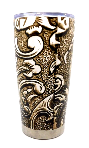 64 Hydro Skull Tumbler Brown White 16 Oz Small Dent In Base Halloween - Picture 2 of 3