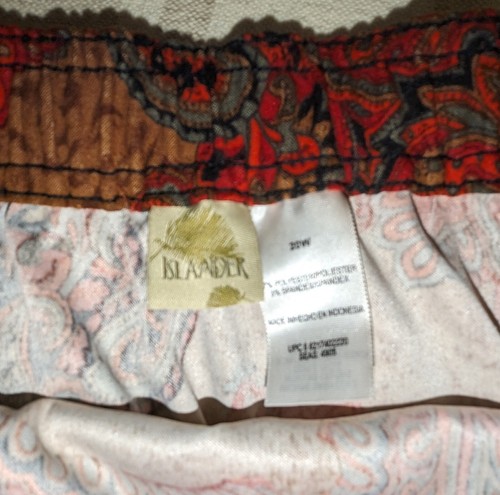 Islander Size 20w Plus Long Maxi Paisley Red Print Skirt Elastic Stretch Back - Picture 2 of 10