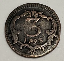 1793 3 Piccioli Palermo, Italy Coin