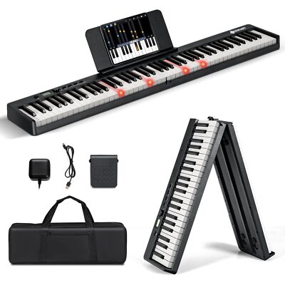 88 Tastatur Elektronisch Klavier Digital Keyboard Faltbar mit Bluetooth E-Piano