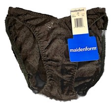Vtg Maidenform Hi Cut Black Lace Panty Size M NWT