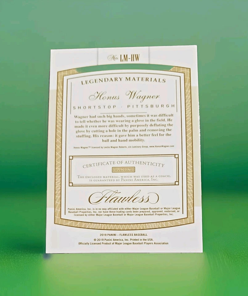 Panini Honus Wagner 2019 reliquias dobles impecables raras 2 de 3 materiales legendarios   Foto 2 de 4