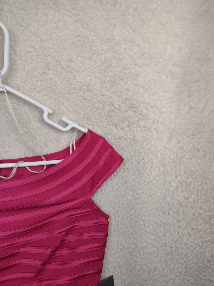 JS Collections Women Top 6 Hot Pink Poly Blend Sleeveless Boat Neck Crop Tank - Image 3 of 4