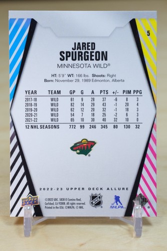 2022-23 Upper Deck Allure Base #5 Jared Spurgeon - Minnesota Wild - Bild 2 von 2