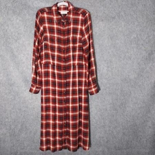 Universal Thread Dress S Midi Flannel Long Sleeve Plaid Red Casual Grunge Preppy