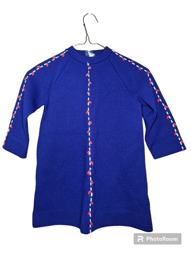 Vtg 70s Little Wonder Inc Blue Girls Dress
