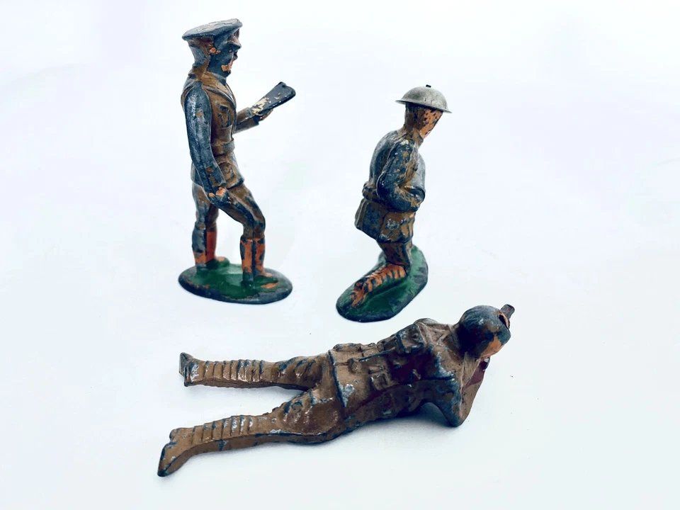 Lote De 3 Soldados Plomo Juguete De Colección Manoil Barclay US Francotirador, Mortero, Lectura Foto 4 de 4