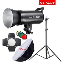 US Godox SK400II Studio Flash Stroble Head Light Barndoor 95cm Softbox Stand Kit