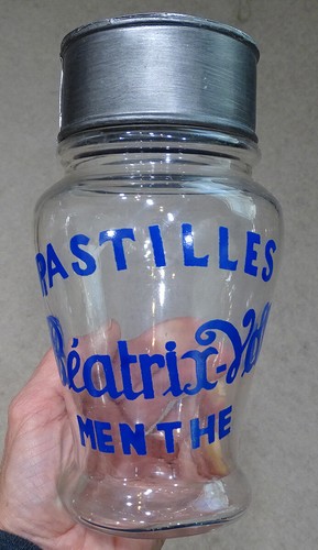 BEATRIX VALS Antique PASTILLES MENTHE Glass APOTHECARY JAR Pharmacy Drugstore - Picture 9 of 9