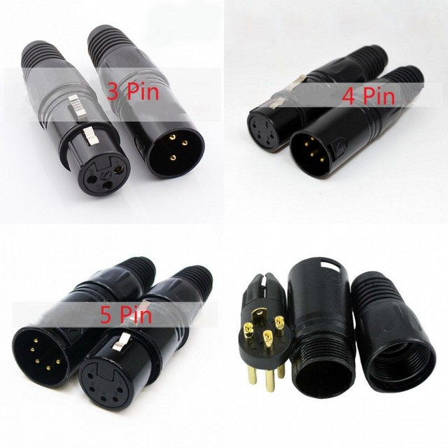 XLR 3/4/5 Pin Male Female Cannon Microphone Audio Connector Balanced Plug Black XLR 3/4/5 Pin Male Female Cannon Microphone Audio Connector Balanced Plug Black