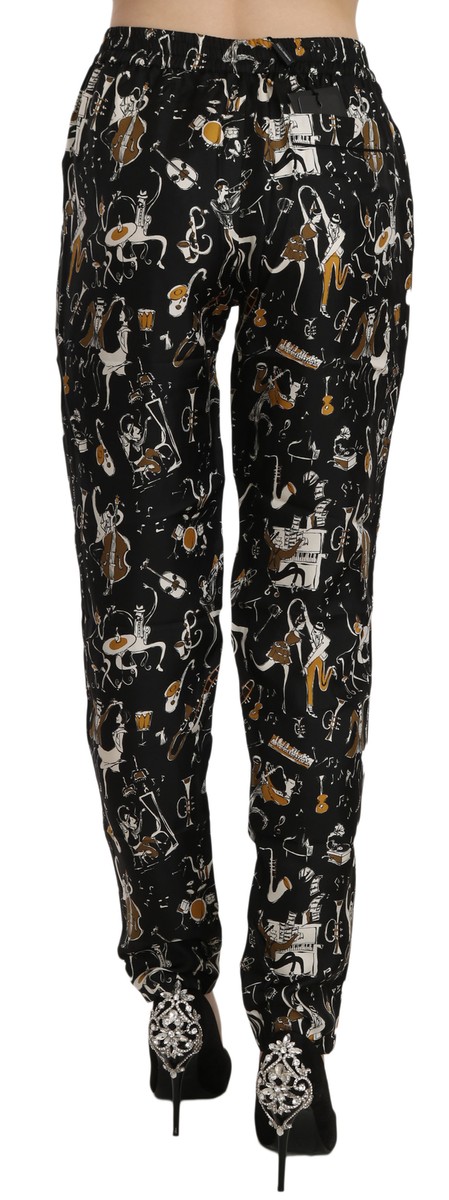 【DOLCE&GABBANA】テーラードキルティングジャカードパンツ DOLCE & GABBANA Pants Black Jazz Club Print High Waist