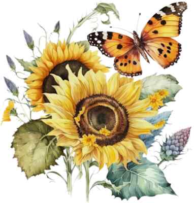 Sonnenblume Schmetterling Blumen bunt Schlafzimmer Wand Vinyl Aufkleber Abziehbilder f787