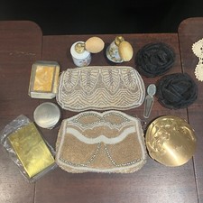 Vintage Women's Vanity Lot Makeup Compacts Clutch Purses Art Deco 1930s Perfume
