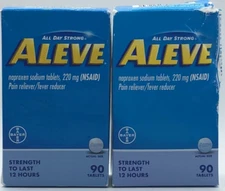2PK Bayers Aleve 220 Mg ~ 90 Tablets Each ~ EXP 3/26 ~ FAST SHIP ~ SEALED
