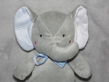 Mothercare elephant soft toy blue stripe ears grey comforter
