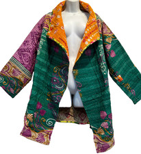 Nwtfunky Stuff Hippy Quilted Vintage Cotton Kantha Revesible Jacket Coat Top 3x