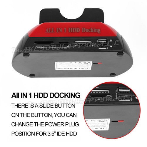 HDD Docking Station Dual 2.5" 3.5" SATA IDE USB Hard Drive Dock OTB Card Reader - Picture 8 of 11