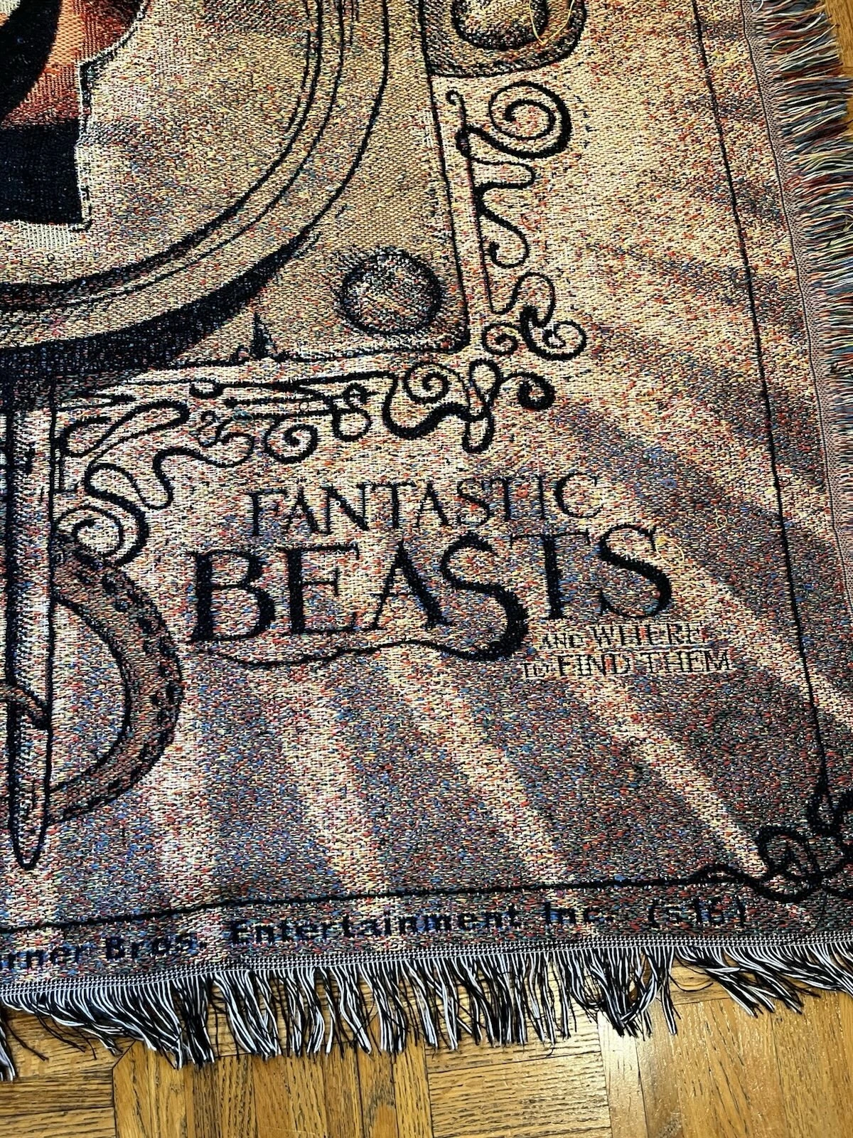 Harry Potter Fantastic Beasts Woven Throw Blanket Tapestry Muggle Worthy Fringe