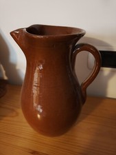 Antica brocca ceramica francese smaltata h.25,5 base 9 cm. 