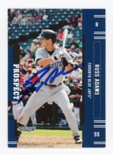 SIGNED BASEBALL CARD AUTO TORONTO BLUE JAYS RUSS ADAMS 2005 PLAYOFF PRESTIGE 159