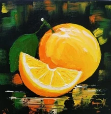 Orange Painting Impasto Oil Painting Original art 3D Art 6x6 inches
