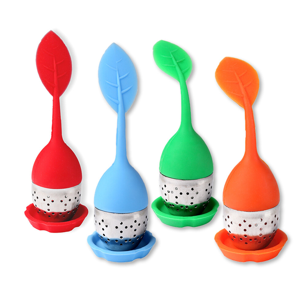 Schramm® 4 Stück Teesiebe Blattoptik Teezubereiter Tee Ei Teefilter BPA-frei