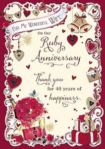 FOR MY WONDERFUL WIFE  On Our Ruby  Anniversary  40th 