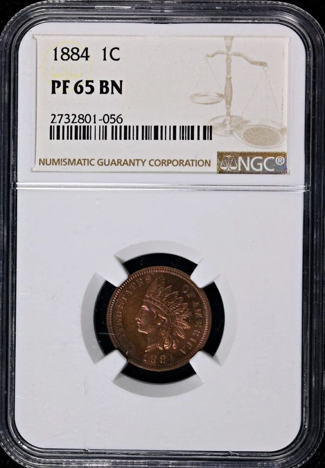 1884 Indian Cent Proof NGC PF65 BN Great Eye Appeal Strong Strike - Image 3 of 4