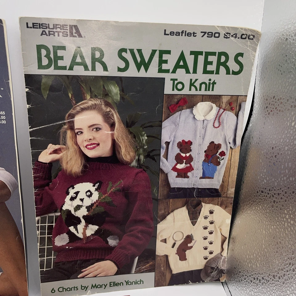 Vintage Leisure Arts & Bernat Sweater Pattern Books - Lot of 3 - Vests & Bears - Image 3 of 4