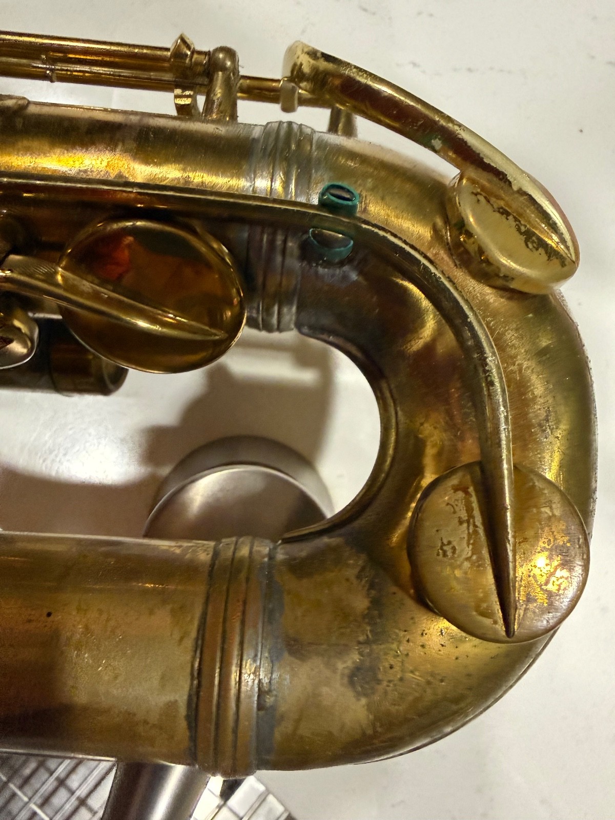 Conn 12M Transitional Art Deco Engraved Original Silver Plate Baritone Saxophone