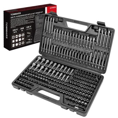 208-Pc Master Screwdriver Bit Set, 1/4 Hex Shank Screwdriver Bits, Nut Driver an