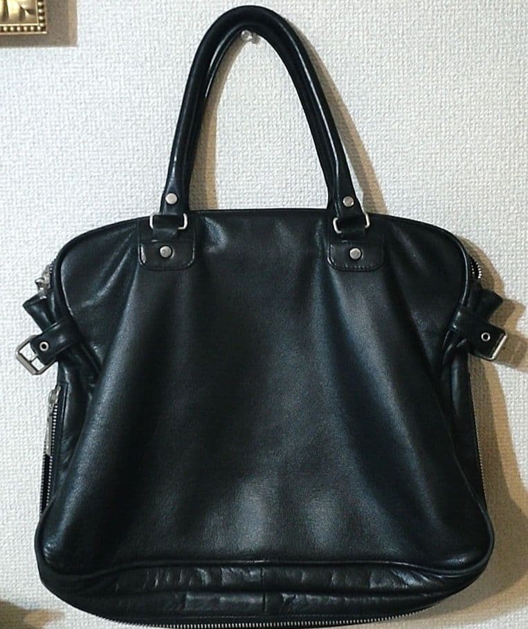 Yohji Yamamoto Pour Homme Leather Tote Bag Black Zipper Men's Japan Auth USED
