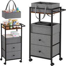 Modanais Baby Diaper Caddy Organizer Cart with Drawers - 3In1 Rolling Storage...