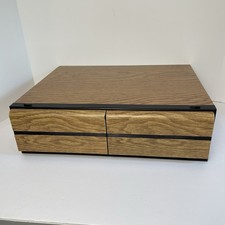 Vintage VHS Tape Holder Wood Grain 2 Drawer Cabinet Storage Case VCR Holds 20