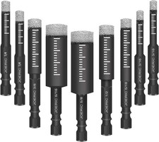 JOERIC 9 PCS Black Dry Diamond Drill Bits Set, Hex Shank Diamond Hole Saw Kit
