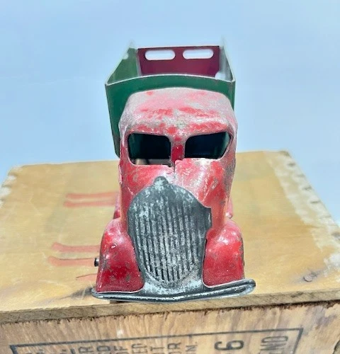 701 ~ 复古 20 世纪 30 年代 6.5 英寸 Marx Studebaker 钢制自卸车!  很好! 木轮! — 第 3/4 张图片