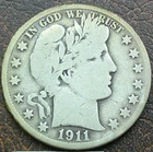 US 1911-S Barber Half Dollar  **