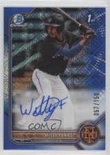 2022 Bowman Chrome Prospect HTA Choice Refractor 57/150 Willy Fanas Auto 15r3