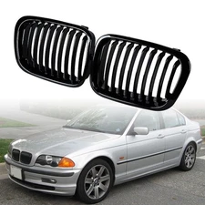 For 1998-2001 BMW E46 Sedan 325i 328i 330i Front Kidney Grill Grille Gloss Black