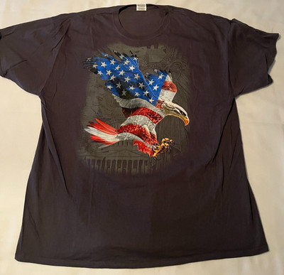 Fruit of the Loom Cotton BALD EAGLE American Flag Patriotic SHIRT Men's Size 2XL
