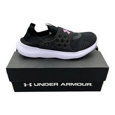 Under Armour Shoes Girls Size 6.5 Black UA GGS Runplay Slip On Sneakers Running